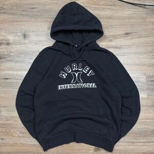Hurley International Black Hoodie Small Surf Skate Streetwear Logo Sweatshirt